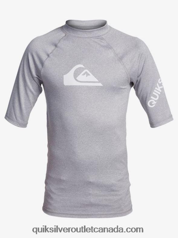 CA Quiksilver Boys 8-16 All Time Short Sleeve UPF 50 Rashguard sleet heather TX4R22246