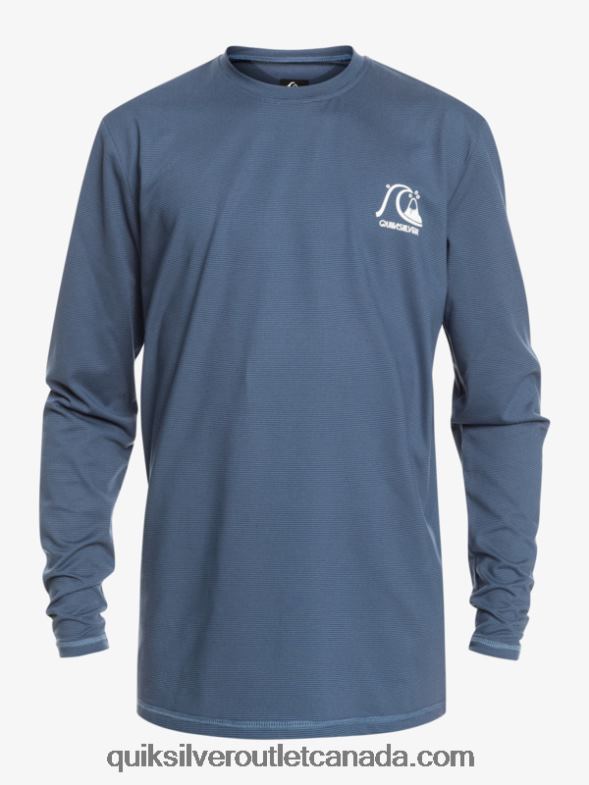 CA Quiksilver Boys 8-16 Heritage Heather Long Sleeve UPF 50 Surf T-Shirt insignia blue heather TX4R22203