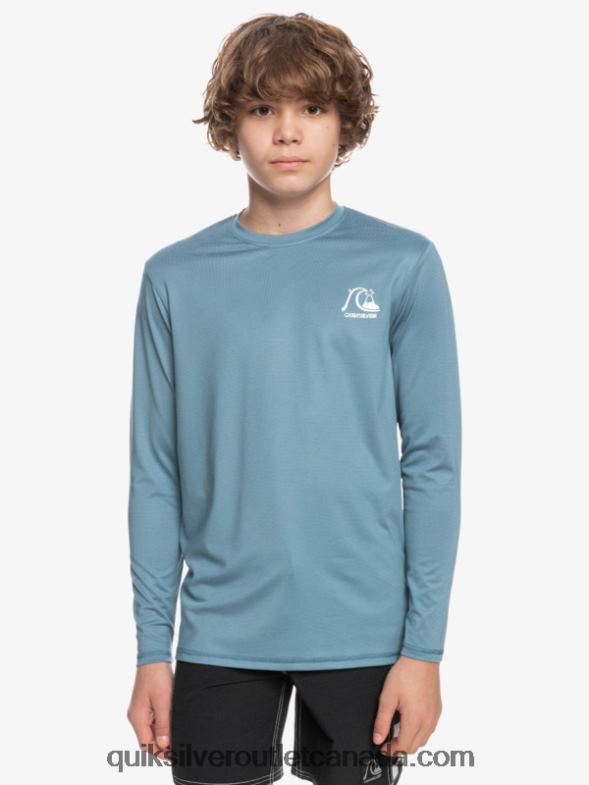 CA Quiksilver Boys 8-16 Heritage Heather Long Sleeve UPF 50 Surf T-Shirt provincial blue heather TX4R22201