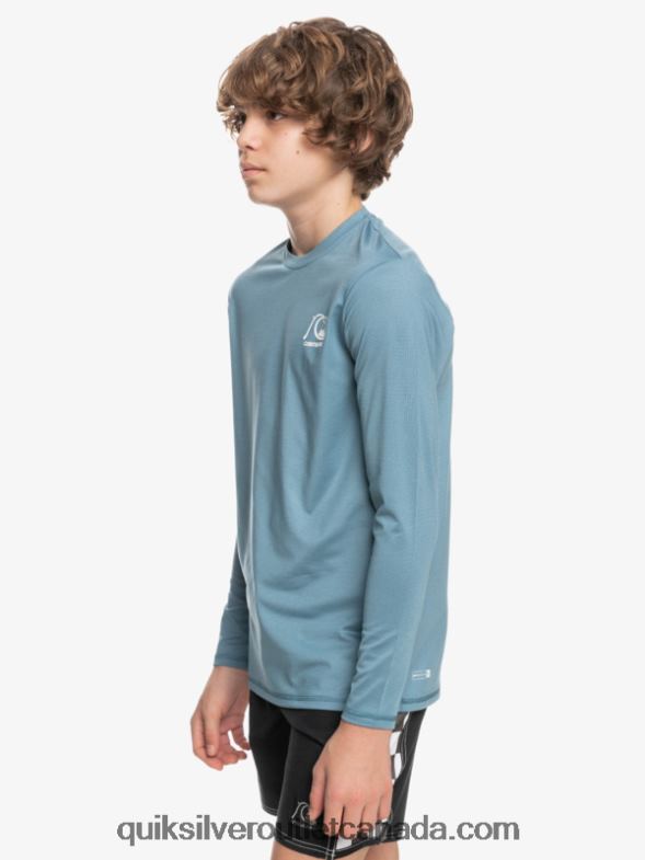 CA Quiksilver Boys 8-16 Heritage Heather Long Sleeve UPF 50 Surf T-Shirt provincial blue heather TX4R22201