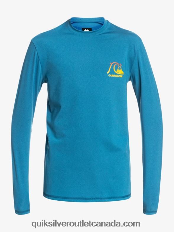 CA Quiksilver Boys 8-16 Heritage Heather Long Sleeve UPF 50 Surf Tee vallarta blue heather TX4R22262