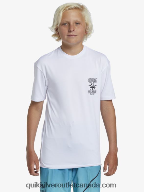 CA Quiksilver Boys 8-16 Mix Session UPF 50 Short Sleeve Surf Tee white TX4R22017