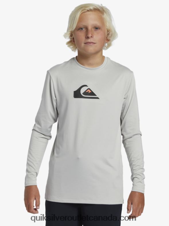 CA Quiksilver Boys 8-16 Solid Streak Ls Youth L/SL Surf Tee gray violet TX4R22119