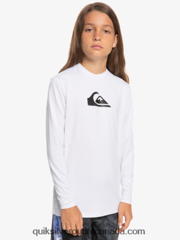 CA Quiksilver Boys 8-16 Solid Streak Ls Youth L/SL Surf Tee white TX4R22118