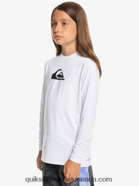 CA Quiksilver Boys 8-16 Solid Streak Ls Youth L/SL Surf Tee white TX4R22118
