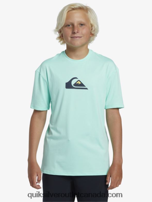CA Quiksilver Boys 8-16 Solid Streak Short Sleeve UPF 50 Surf T-Shirt beach glass TX4R22137