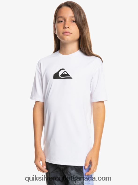 CA Quiksilver Boys 8-16 Solid Streak Short Sleeve UPF 50 Surf T-Shirt white TX4R22132
