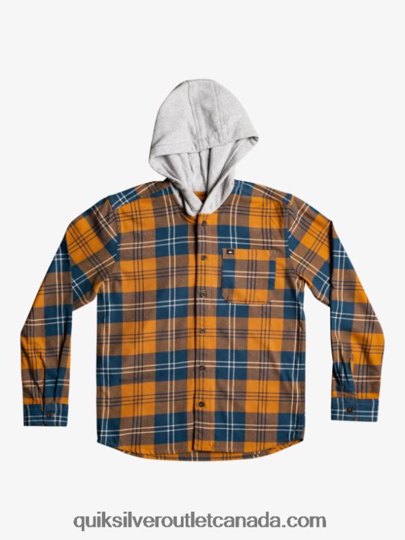 CA Quiksilver Boys 8-16 Halidon Hooded Long Sleeve Shirt brown sugar harelaw TX4R22309