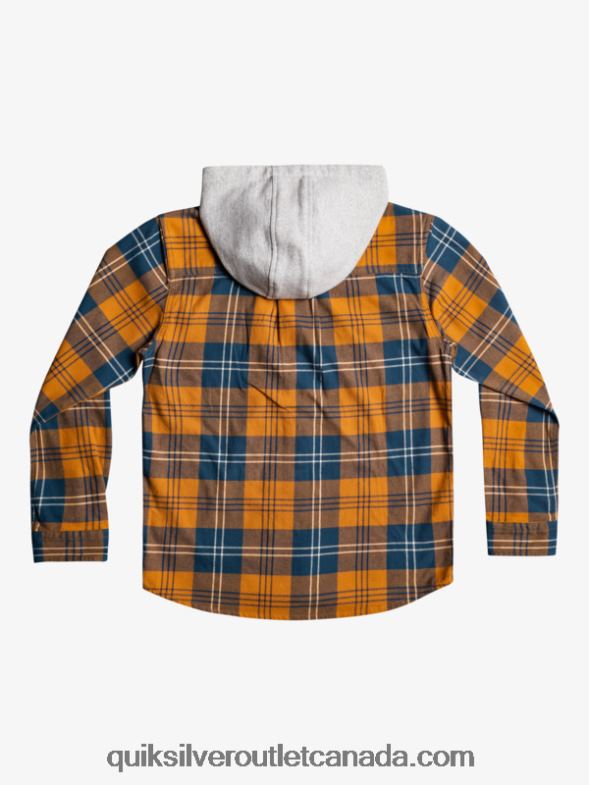 CA Quiksilver Boys 8-16 Halidon Hooded Long Sleeve Shirt brown sugar harelaw TX4R22309