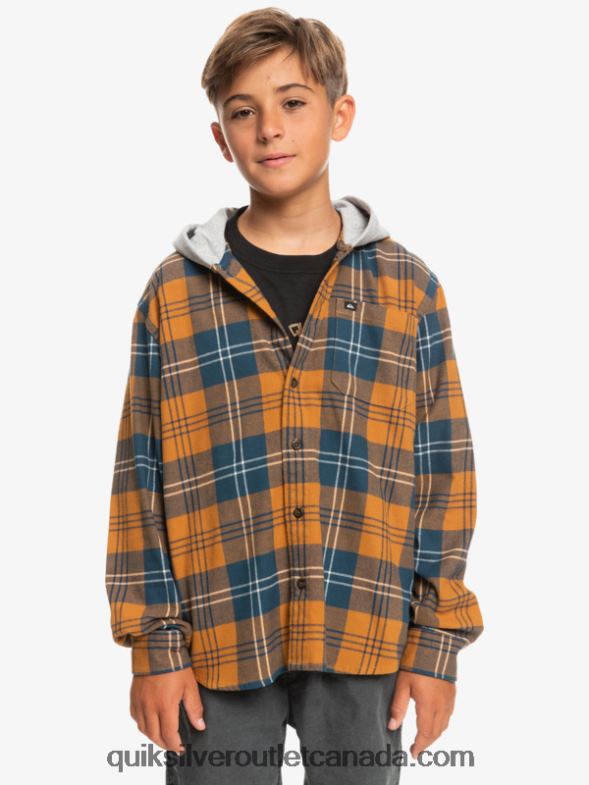 CA Quiksilver Boys 8-16 Halidon Hooded Long Sleeve Shirt brown sugar harelaw TX4R22309
