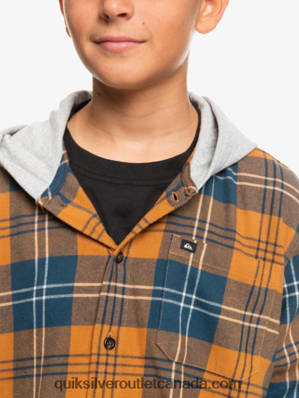 CA Quiksilver Boys 8-16 Halidon Hooded Long Sleeve Shirt brown sugar harelaw TX4R22309