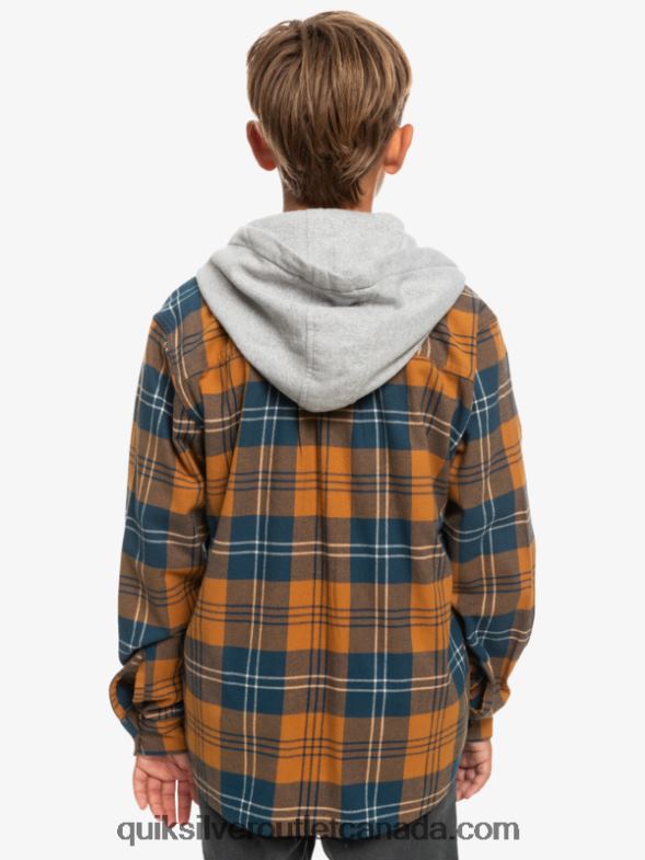 CA Quiksilver Boys 8-16 Halidon Hooded Long Sleeve Shirt brown sugar harelaw TX4R22309