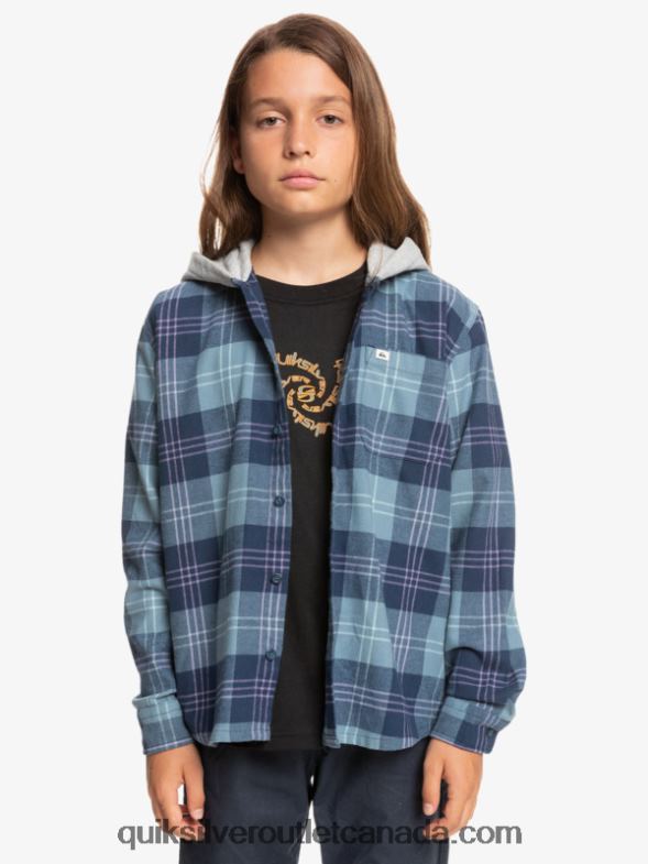 CA Quiksilver Boys 8-16 Halidon Hooded Long Sleeve Shirt provencial blue harelaw TX4R22310