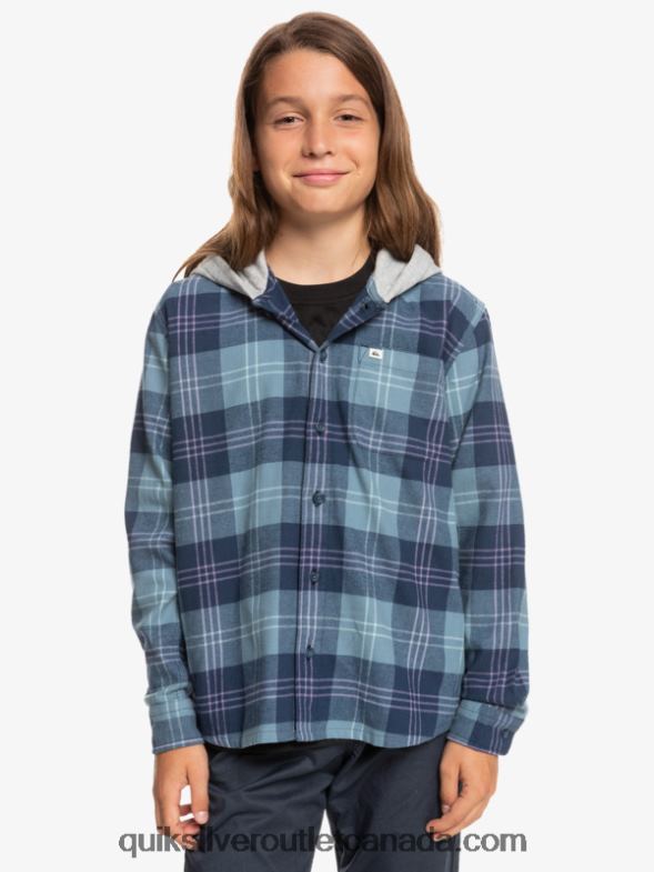 CA Quiksilver Boys 8-16 Halidon Hooded Long Sleeve Shirt provencial blue harelaw TX4R22310