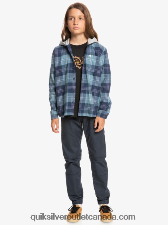 CA Quiksilver Boys 8-16 Halidon Hooded Long Sleeve Shirt provencial blue harelaw TX4R22310