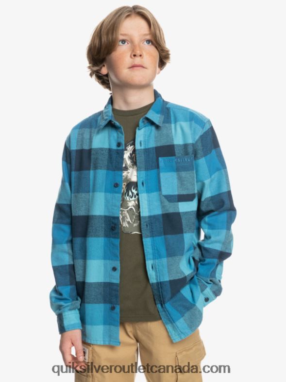 CA Quiksilver Boys 8-16 Motherfly Long Sleeve Flannel Shirt delph blue motherfly TX4R22308