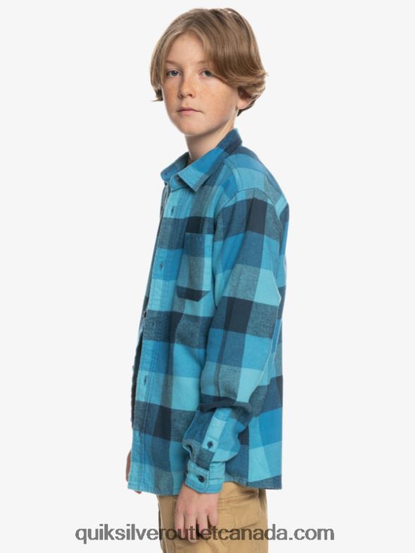 CA Quiksilver Boys 8-16 Motherfly Long Sleeve Flannel Shirt delph blue motherfly TX4R22308