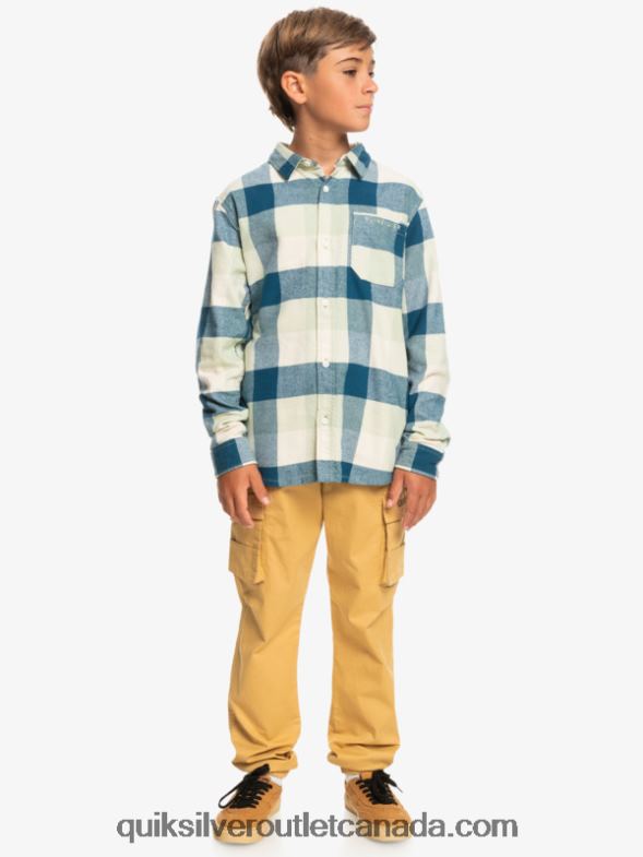 CA Quiksilver Boys 8-16 Motherfly Long Sleeve Flannel Shirt desert sage motherfly TX4R22305