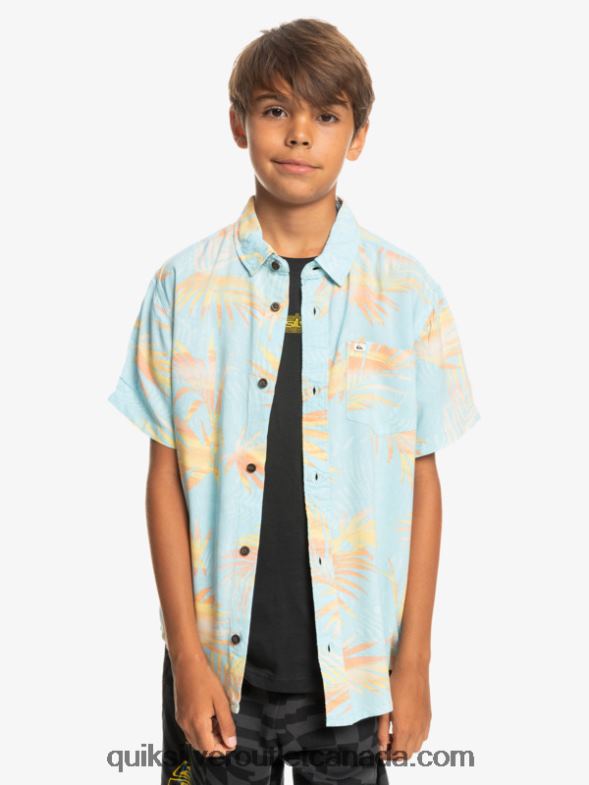 CA Quiksilver Boys 8-16 Ripped Up Short Sleeve Shirt sky blue ripped up TX4R22197