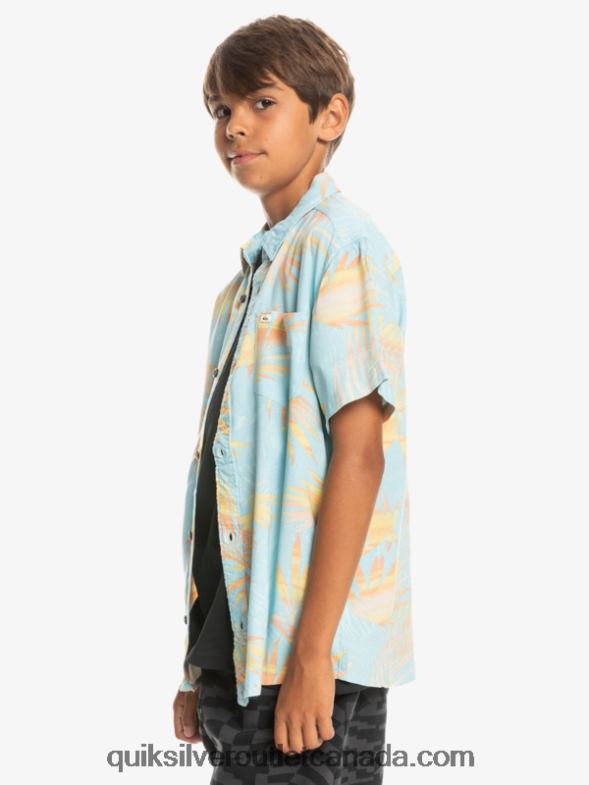 CA Quiksilver Boys 8-16 Ripped Up Short Sleeve Shirt sky blue ripped up TX4R22197
