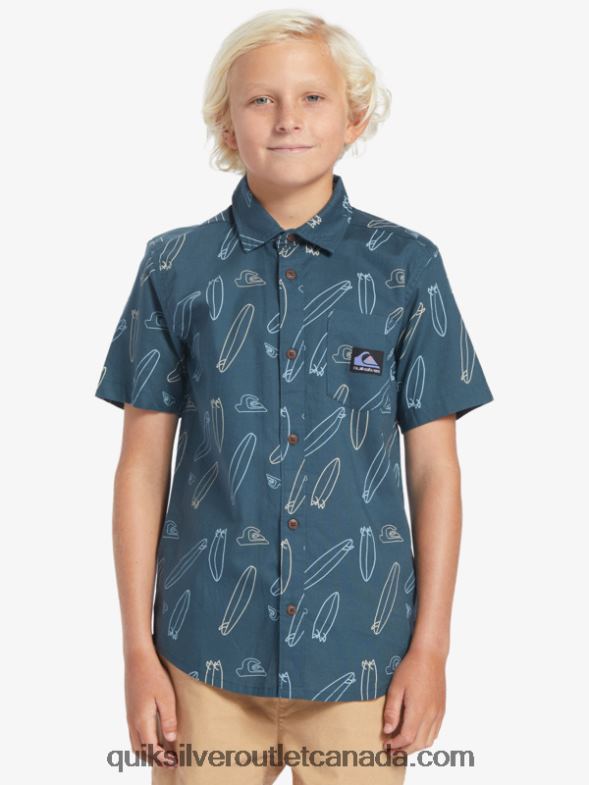 CA Quiksilver Boys Where Is My Board Short Sleeve Shirt midnight navy wheres my board TX4R22009