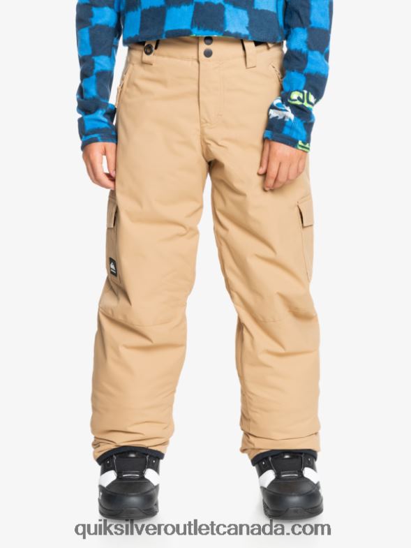 CA Quiksilver Boys 8-16 Porter Insulated Khaki Snow Pants tannin TX4R22260