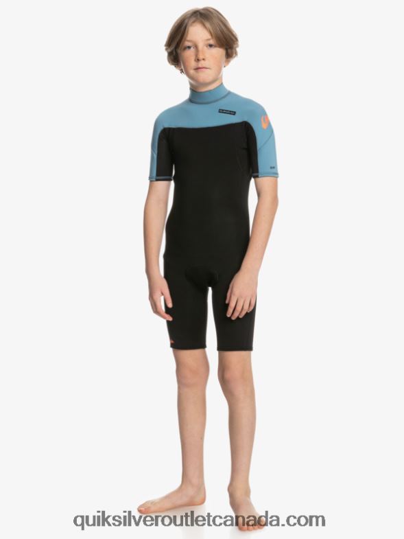 CA Quiksilver Boys 8-16 2/2mm Everyday Sessions Short Sleeve Back Zip Springsuit black/provincial blue TX4R22041