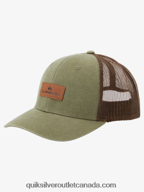 CA Quiksilver Men Down The Hatch Trucker Hat olive gray TX4R2660