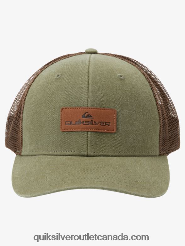 CA Quiksilver Men Down The Hatch Trucker Hat olive gray TX4R2660