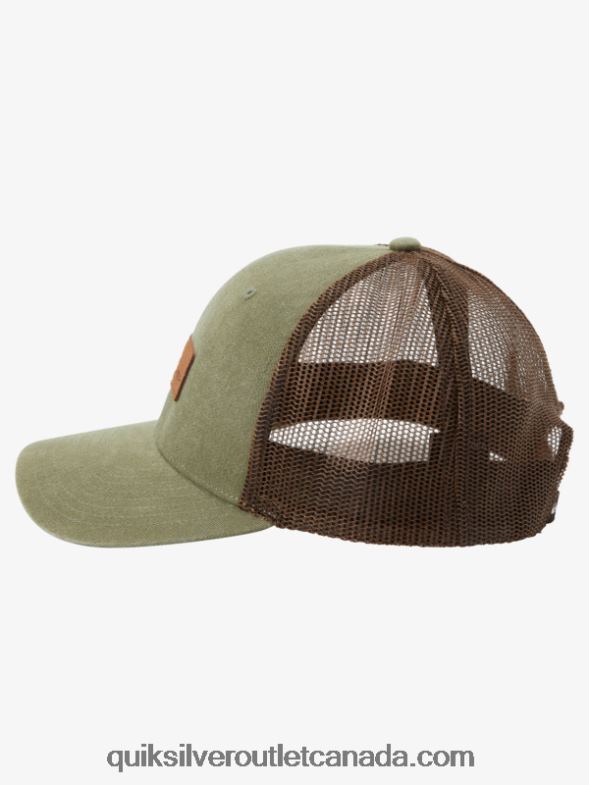 CA Quiksilver Men Down The Hatch Trucker Hat olive gray TX4R2660