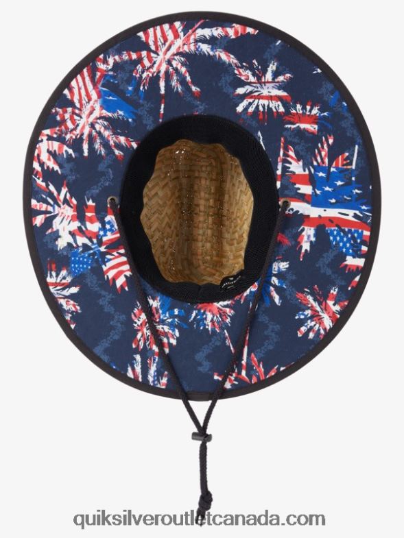 CA Quiksilver Men Outsider Americana Straw Lifeguard Hat navy/red TX4R2413