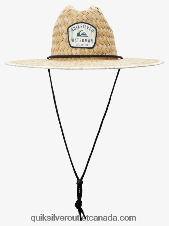 CA Quiksilver Men Waterman Outsider Straw Lifeguard Hat antique white wtrmn pocketing TX4R2833