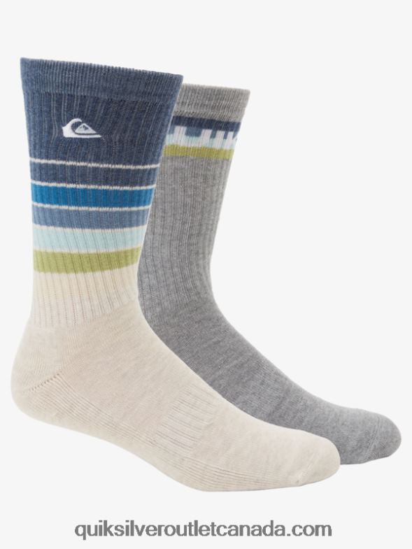 CA Quiksilver Men 2 Pack Everyday Swell Crew Socks ivory heather TX4R21091