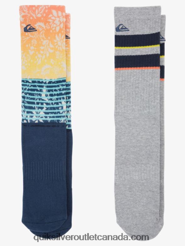 CA Quiksilver Men 2 Pack Jacquard Crew Socks navy TX4R21142