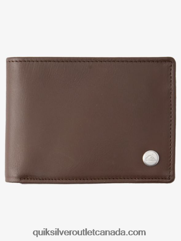 CA Quiksilver Men Mac Tri-Fold Leather Wallet chocolate brown TX4R21222