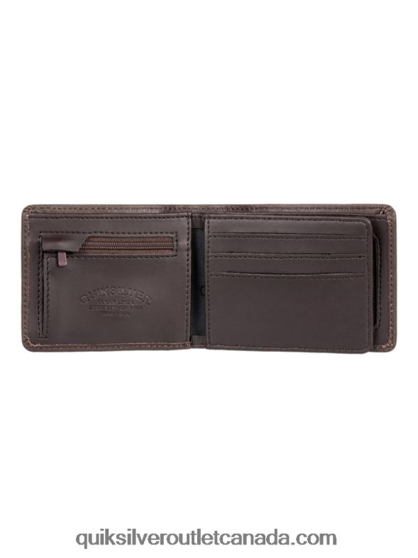 CA Quiksilver Men Mac Tri-Fold Leather Wallet chocolate brown TX4R21222