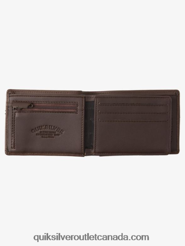 CA Quiksilver Men Mac Tri-Fold Leather Wallet chocolate brown TX4R21222