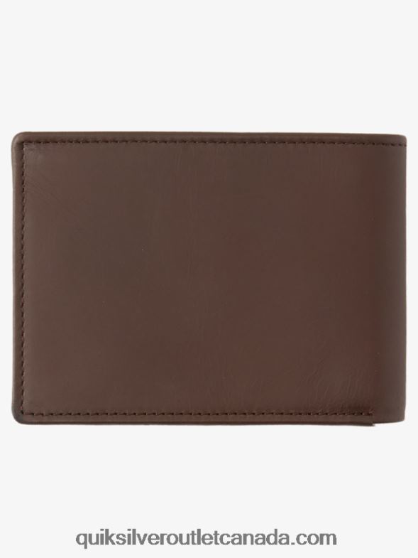 CA Quiksilver Men Mac Tri-Fold Leather Wallet chocolate brown TX4R21222