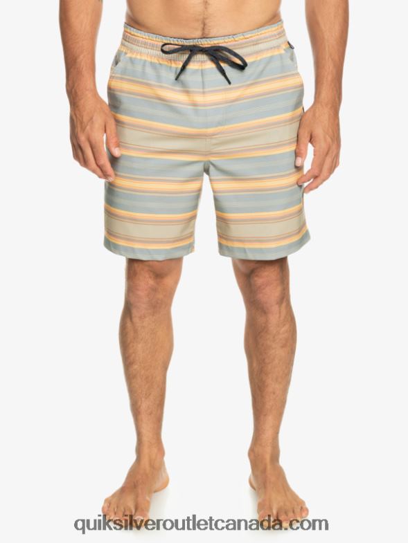 CA Quiksilver Men Taxer Print 18 Amphibian Boardshorts plaza taupe surf days stripe TX4R2104