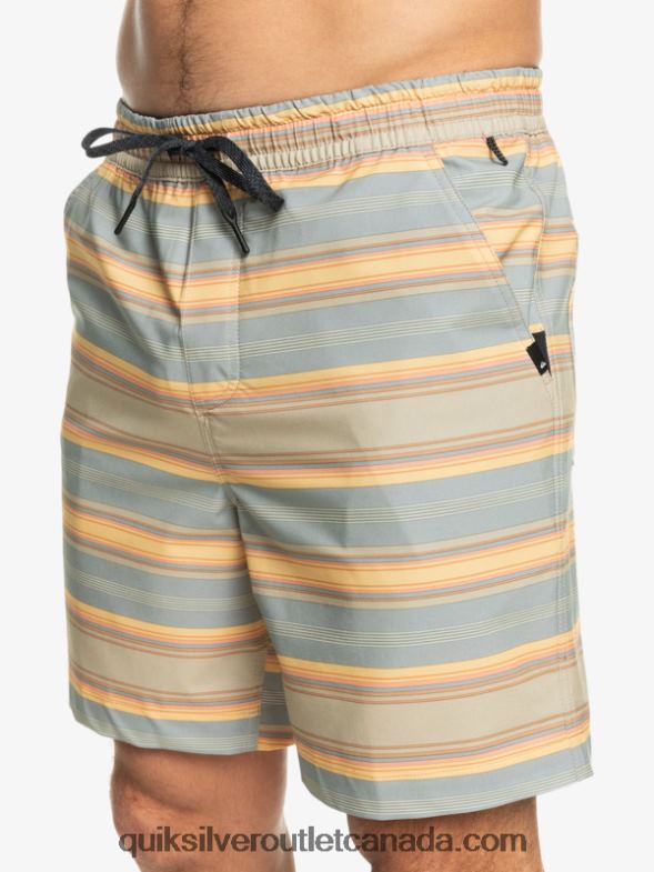 CA Quiksilver Men Taxer Print 18 Amphibian Boardshorts plaza taupe surf days stripe TX4R2104