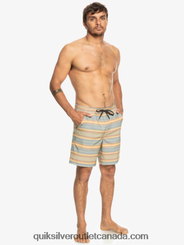 CA Quiksilver Men Taxer Print 18 Amphibian Boardshorts plaza taupe surf days stripe TX4R2104