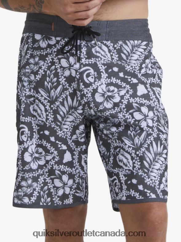 CA Quiksilver Men Waterman Arrival Lei 20 Scallop Boardshorts black arrival lei TX4R21417