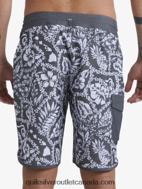 CA Quiksilver Men Waterman Arrival Lei 20 Scallop Boardshorts black arrival lei TX4R21417