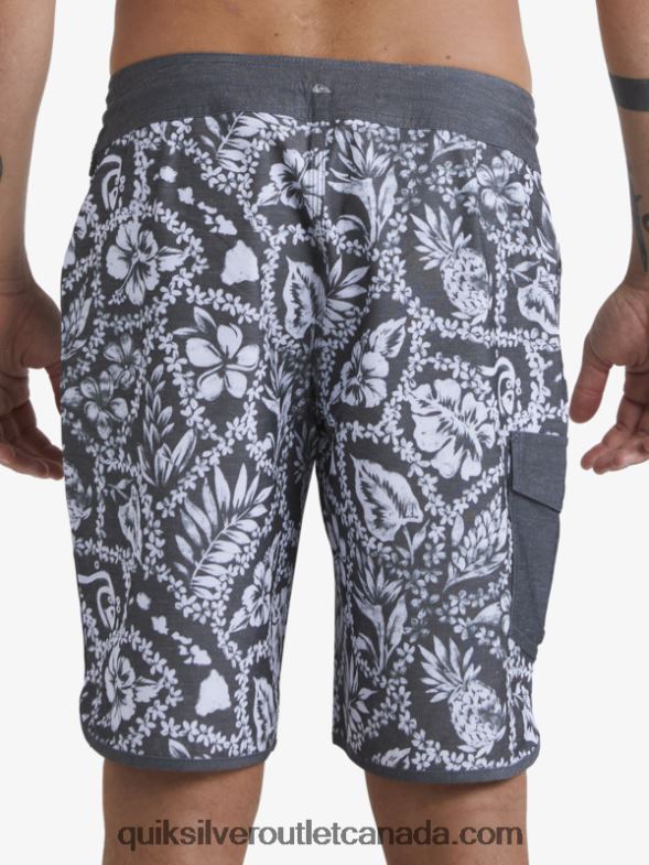 CA Quiksilver Men Waterman Arrival Lei 20 Scallop Boardshorts black arrival lei TX4R21417