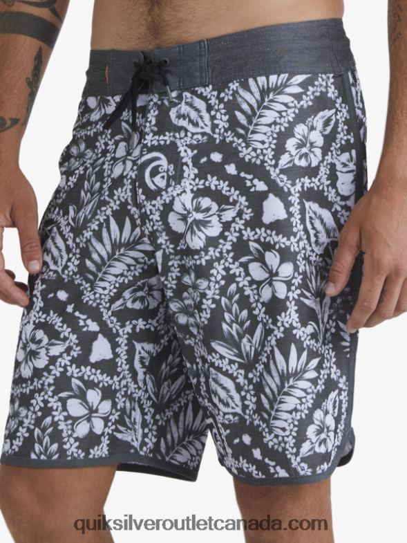 CA Quiksilver Men Waterman Arrival Lei 20 Scallop Boardshorts black arrival lei TX4R21417