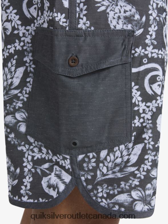 CA Quiksilver Men Waterman Arrival Lei 20 Scallop Boardshorts black arrival lei TX4R21417
