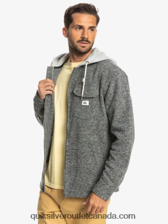 CA Quiksilver Men Super Swell Hooded Fleece Zip-Up Jacket dark grey heather TX4R21472