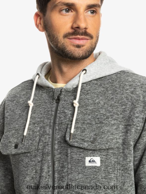 CA Quiksilver Men Super Swell Hooded Fleece Zip-Up Jacket dark grey heather TX4R21472