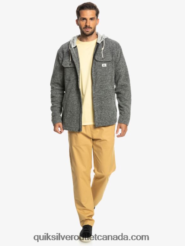 CA Quiksilver Men Super Swell Hooded Fleece Zip-Up Jacket dark grey heather TX4R21472