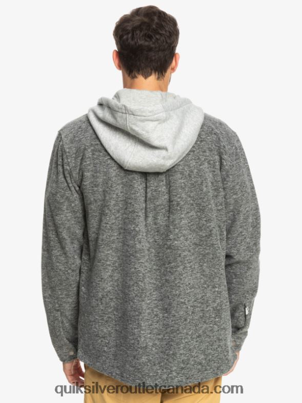 CA Quiksilver Men Super Swell Hooded Fleece Zip-Up Jacket dark grey heather TX4R21472